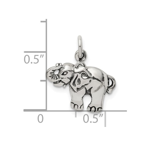 Sterling Silver Antique Elephant Charm - Picture 2 of 4
